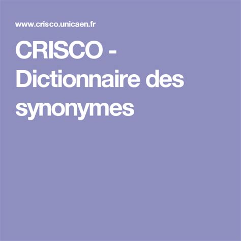 synonymes dictionnaire|dictionnaire de synonymes crisco.